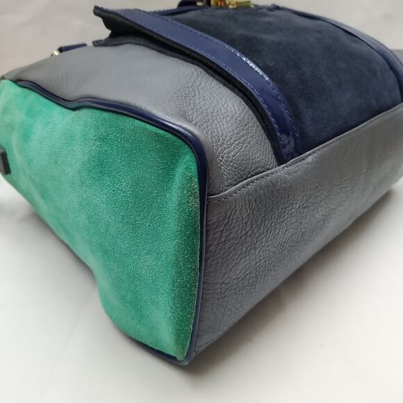 Tory Burch Multicolor Leather Suede Double Handles Zipper Satchel Shoulder Bag - Picture 7 of 16